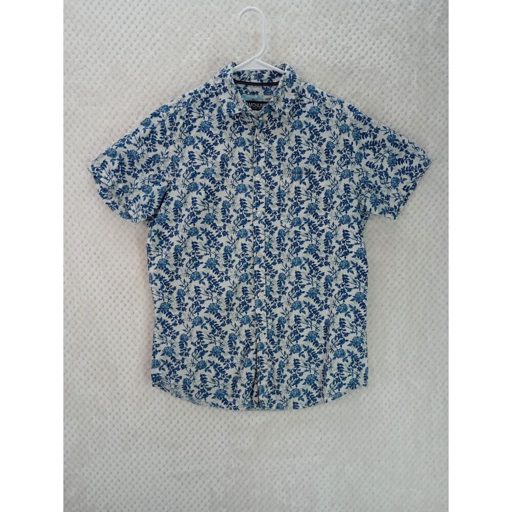 Monument Men's Small Blue Floral Short Sleeve Button Up Shirt*READ*